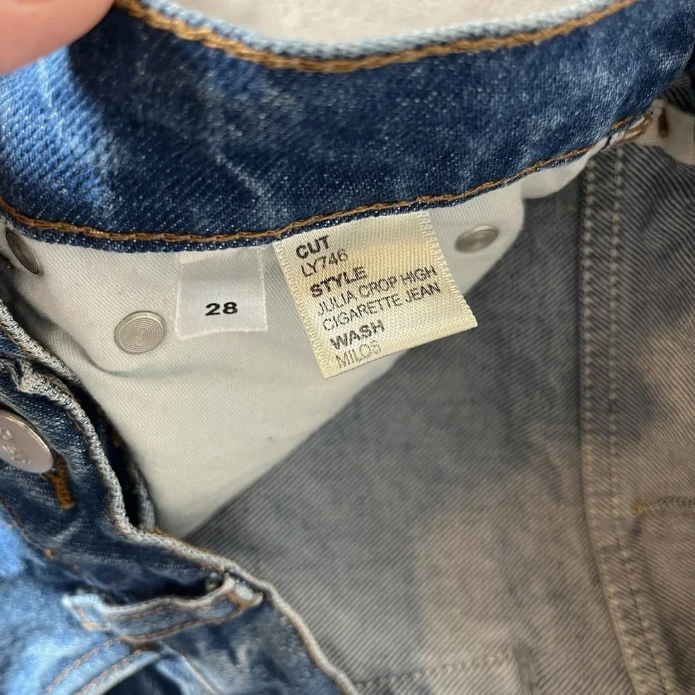 Reformation Jeans Women's Sz 28 Julia Crop High Cigarette Denim Wash Milos